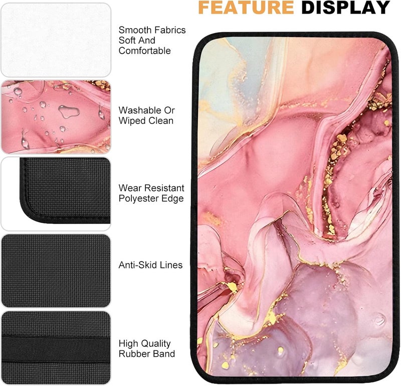 Adastrah Car Armrest Box Pad,Pink Marble Car Armrest Pad Car Armrest Cover Protector for Most Vehicle, SUV, Truck, Car - Image 5